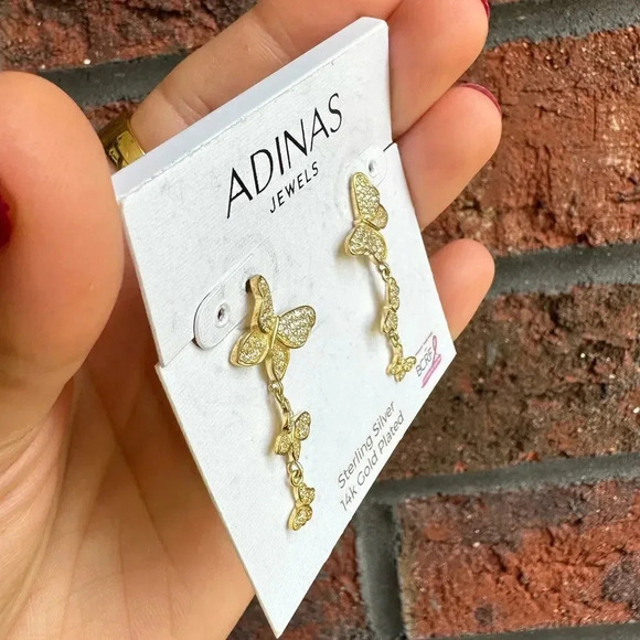 Anthropologie Butterfly Gold Zirconia Earrings - Picture 8 of 9